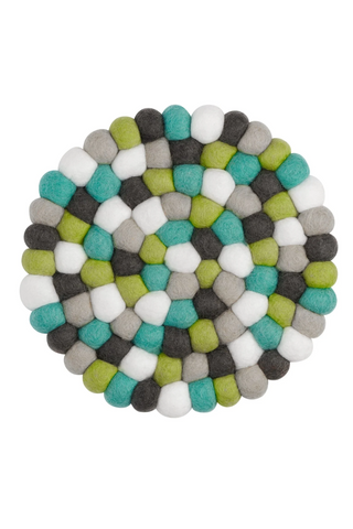 Torre & Tagus Felt Ball 8" Trivet (Teal/Green/Grey/White)