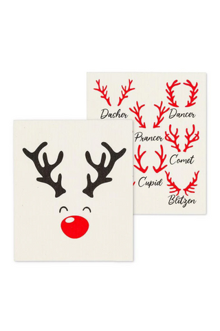Abbott - Rudolph & Names Dishcloths. Set of 2