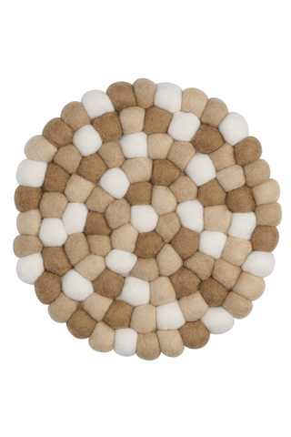 Torre & Tagus Felt Ball 8" Trivet (Taupe/White)