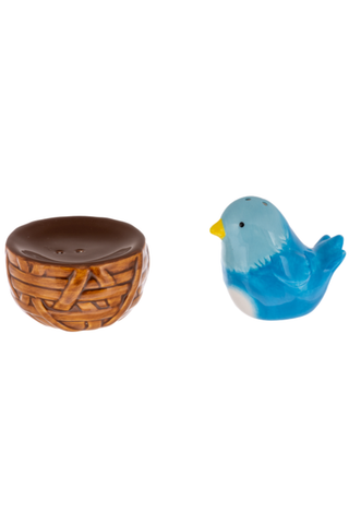 Stacking Salt & Pepper Shakers - Blue Bird and Nest
