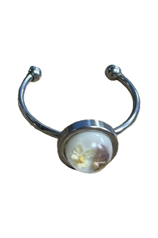 Velvet Snow - Adjustable Ring | Mixed Wildflowers (Pink) | Round | Stainless Steel