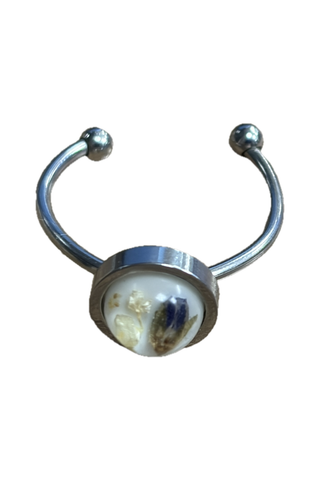 Velvet Snow - Adjustable Ring | Mixed Wildflowers (Purple) | Round | Stainless Steel