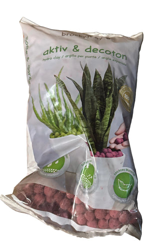 Bag of aktiv & decoton product with plants and text on a white background
