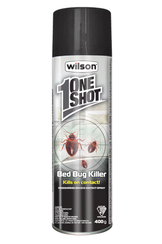 Wilson One Shot Bed Bug Killer spray can on a white background