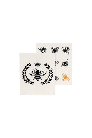 Bee in Crest Dishcloths. Set of 2