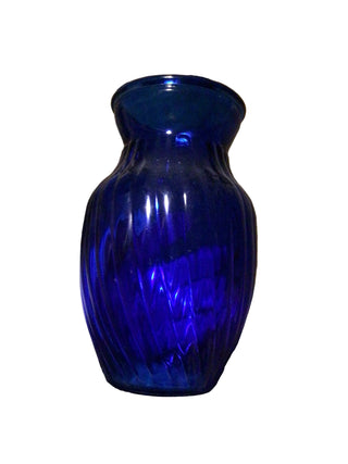 Blue glass vase on a white background