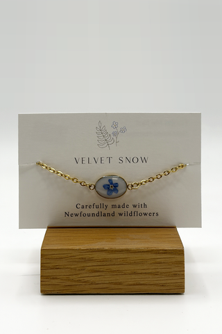 Bracelet | Forget Me Not | Oval | Gold Toned Stainless Steel