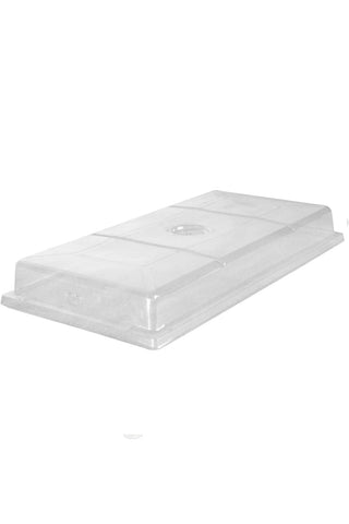 Clear plastic packaging box on a white background
