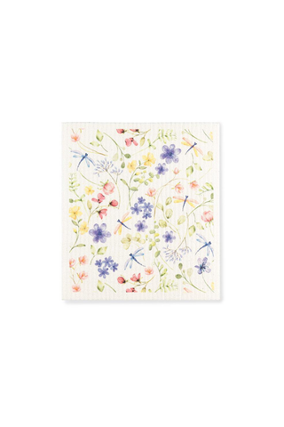 Dragonfly & Floral Dishcloth 6.75x7.5"L