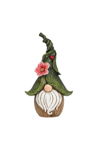 Large Gnome with Ladybug Hat 12.5"H