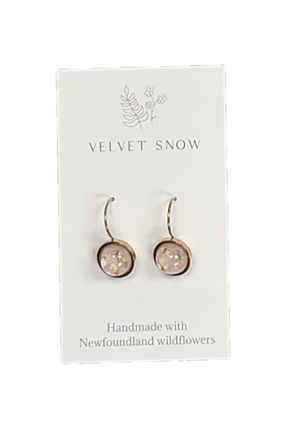 Velvet Snow - Lever Back Earring | Chervil on Pink | Rose Gold Toned Stainless Steel
