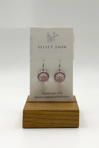 Lever Back Earrings | Chervil on Pink | Round | Stainless Steel