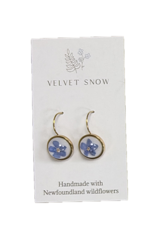 Velvet Snow - Lever Back Earrings | Forget Me Not | Large, Round | Gold Toned Stainless Steel ($40)