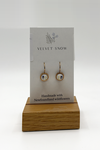 Lever Back Earrings | Forget Me Not + Queen Anne's Lace | Round | Rose Toned Stainless Steel