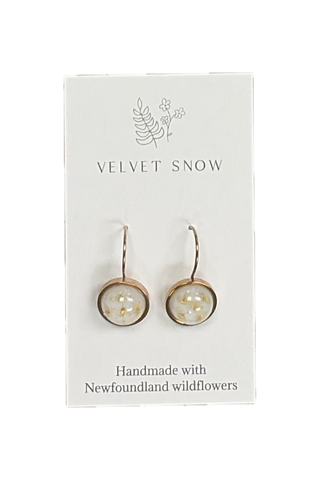 Velvet Snow - Lever Back Earrings | Lily of the Valley | Round | Rose Toned Stainless Steel