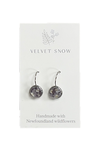 Velvet Snow - Lever Back Earrings | Lupin + Queen Anne's Lace | Round | Stainless Steel
