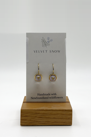 Lever Back Earrings | Meadowsweet | Round | Gold Toned Stainless Steel