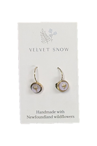 Velvet Snow - Lever Back Earrings | Meadowsweet | Round | Gold Toned Stainless Steel