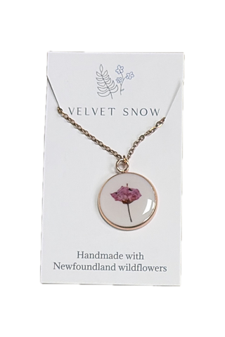 Velvet Snow - Necklace | Bog Laurel | Round | 18-inch Rose Toned Stainless Steel
