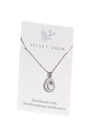 Velvet Snow - Necklace | Bog Laurel | Teardrop | 16-18-inch Stainless Steel