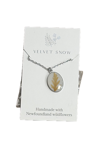 Velvet Snow - Necklace | Fern | Small, Oval | Stainless Steel