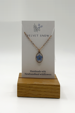 Necklace | Forget Me Not | Medium, Oval | Rose Toned Stainless Steel