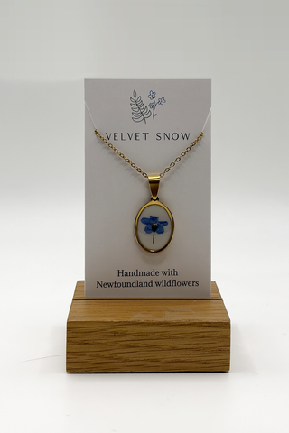 Necklace | Forget Me Not | Oval | 18-inch Gold Toned Stainless Steel