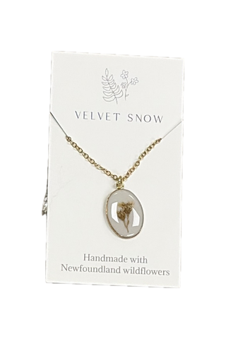 Velvet Snow - Necklace | Goldenrod | Oval | 18-inch Gold Toned Stainless Steel
