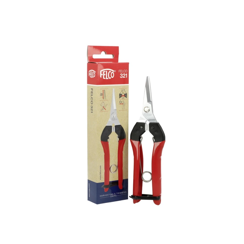 Felco 13 Bypass Fine Nose Pruner - Precision Trimming Snip, Red Steel