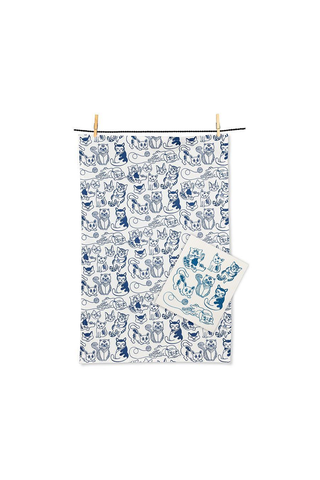 Playful Cats Dishcloth & Kitchen Towel Set