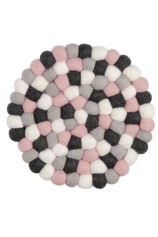 Torre & Tagus Felt Ball 8" Trivet (Pink/Grey/White)