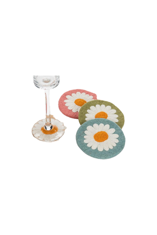 Felted Daisy Coasters (Set of 4)
