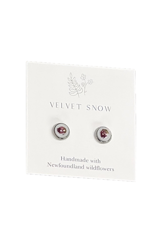 Velvet Snow - Stud Earrings | Bog Laurel | Small, Round | Stainless Steel