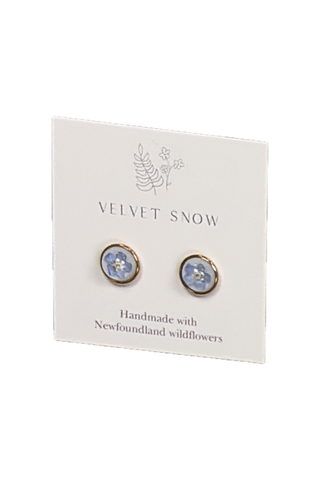 Velvet Snow - Stud Earrings | Forget Me Not | Large Round | Rose Gold Toned Stainless Steel