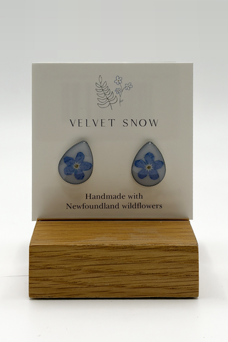 Stud Earrings | Forget Me Not | Large, Teardrop | Stainless Steel