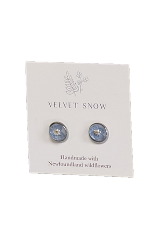 Velvet Snow - Stud Earrings | Forget Me Not | Small, Round | Stainless Steel