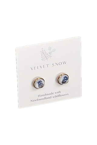 Velvet Snow - Stud Earrings | Oyster Leaf | Round | Rose Toned Stainless Steel