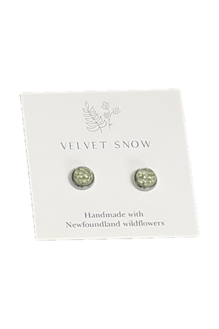 Velvet Snow - Stud Earrings | Queen Anne's Lace | Round | Stainless Steel