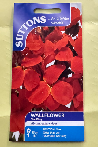 Suttons wallflower packet on a beige background