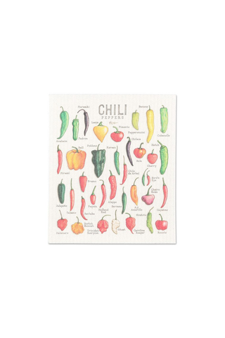 Chili Peppers Single Swedish Dishcloth 6.75x7.5"L