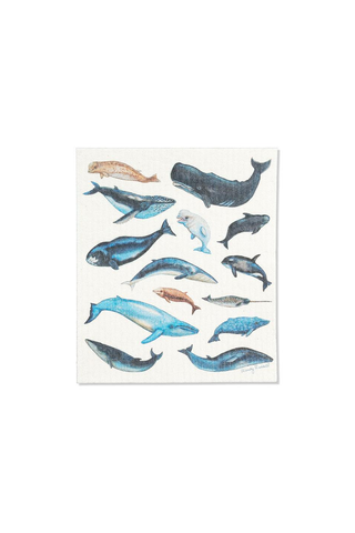 Whales Dishcloth 6.75x7.5"L
